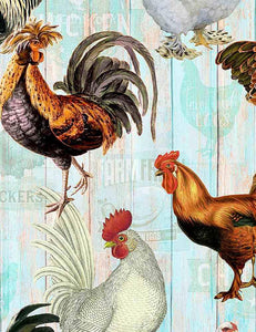 Chickens On Faded Fence